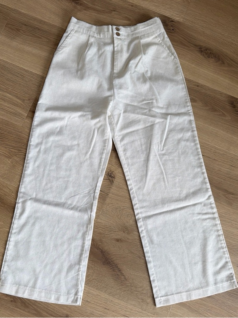 White High-Waist Wide-Leg Trousers